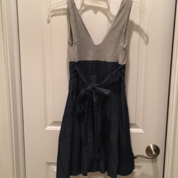 Sleeveless Gray & Denim Fit & Flare Dress - Picture 3 of 6